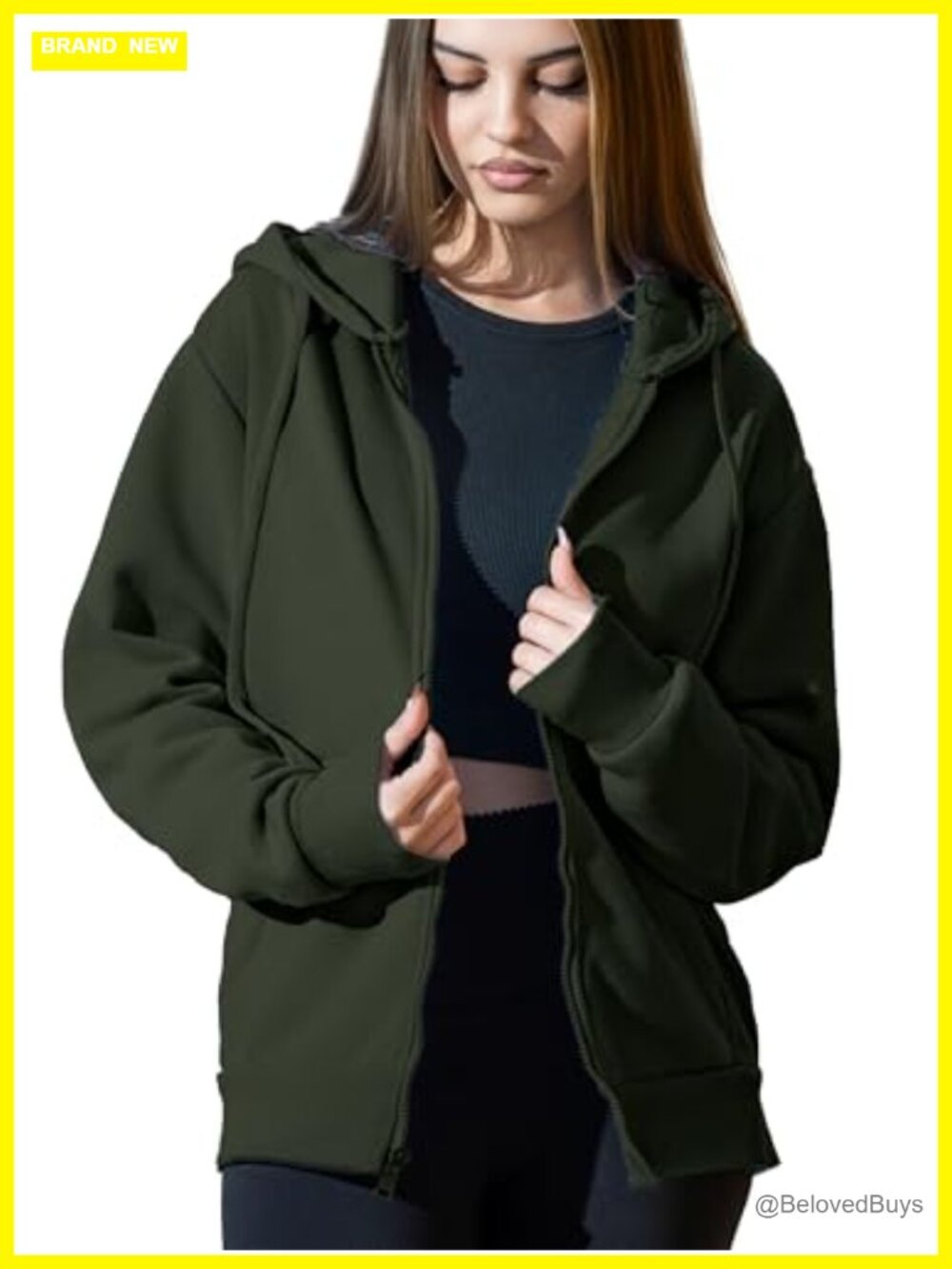 Women's Oversized Zip Up Hoodie Soft Fleece Full Zip Sweatshirt